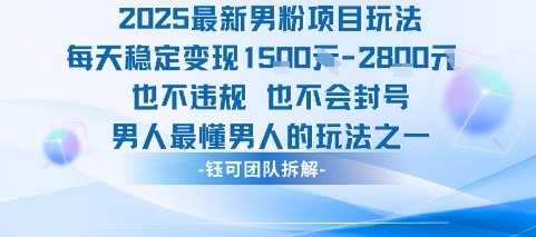2025最新男粉项目玩法每天变现1k+也不违规也不会封号男人最懂男人的玩法-创客聚集地