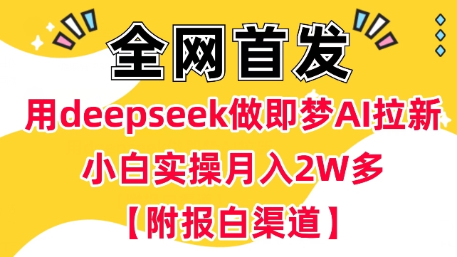 用deepseek做即梦Ai拉新 小白实操月入过W+【附报白渠道】-创客聚集地