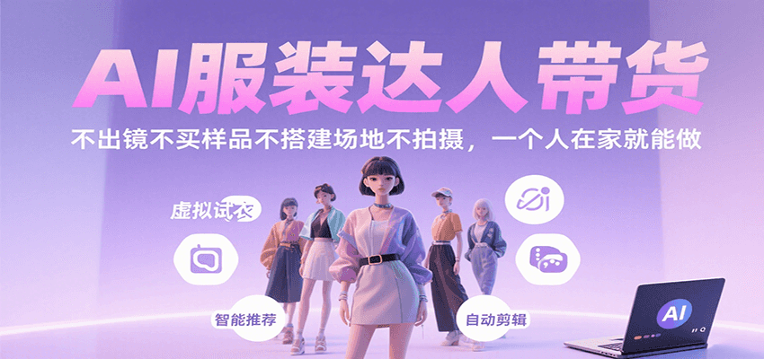 AI服装达人带货，不出镜不买样品不搭建场地不拍摄，一个人在家就能做-创客聚集地