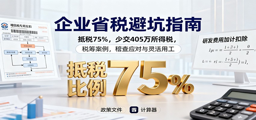 企业省税避坑指南：抵税75%，少交405万所得税，税筹案例，稽查应对与灵活用工-创客聚集地
