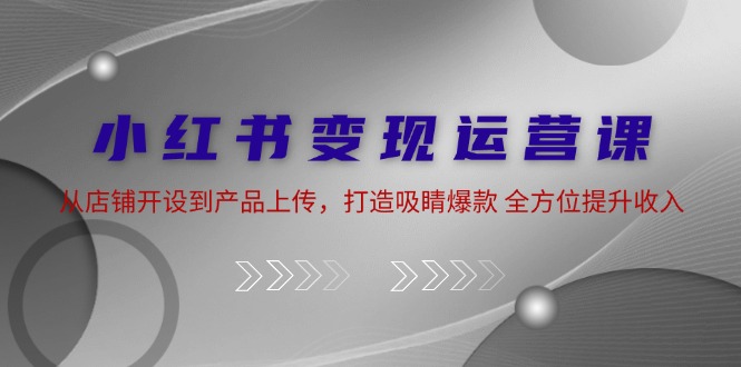 小红书变现运营课：从店铺开设到产品上传，打造吸睛爆款 全方位提升收入-创客聚集地