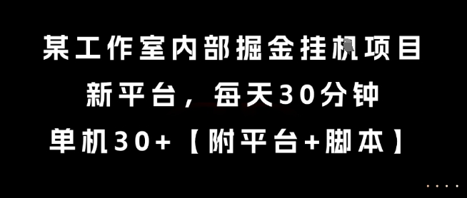 某工作室内部掘金挂G项目，新平台，每天30分钟，单机30+【揭秘】-创客聚集地