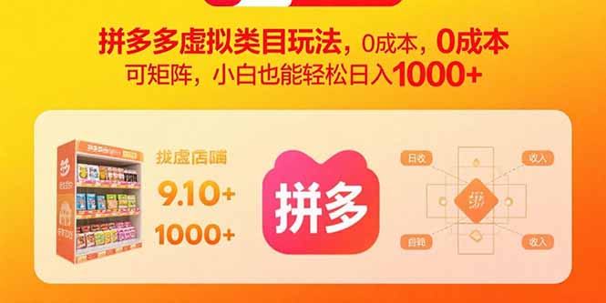 拼多多虚拟类目玩法，0成本，可矩阵，小白也能轻松日入1000+-创客聚集地