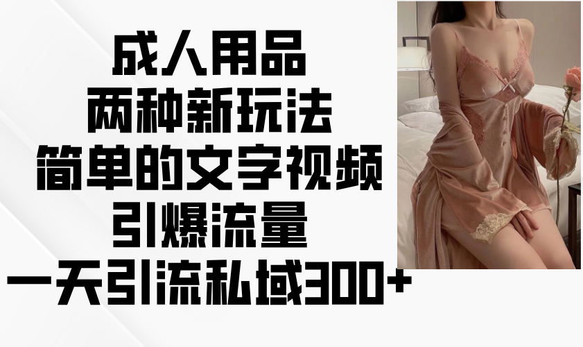 成人用品两种新玩法，简单的文字视频引爆流量，一天引流私域300+-创客聚集地