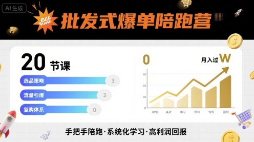 批发式爆单陪跑营，20节课带你实现批发式爆单，带你经松月入过W-创客聚集地