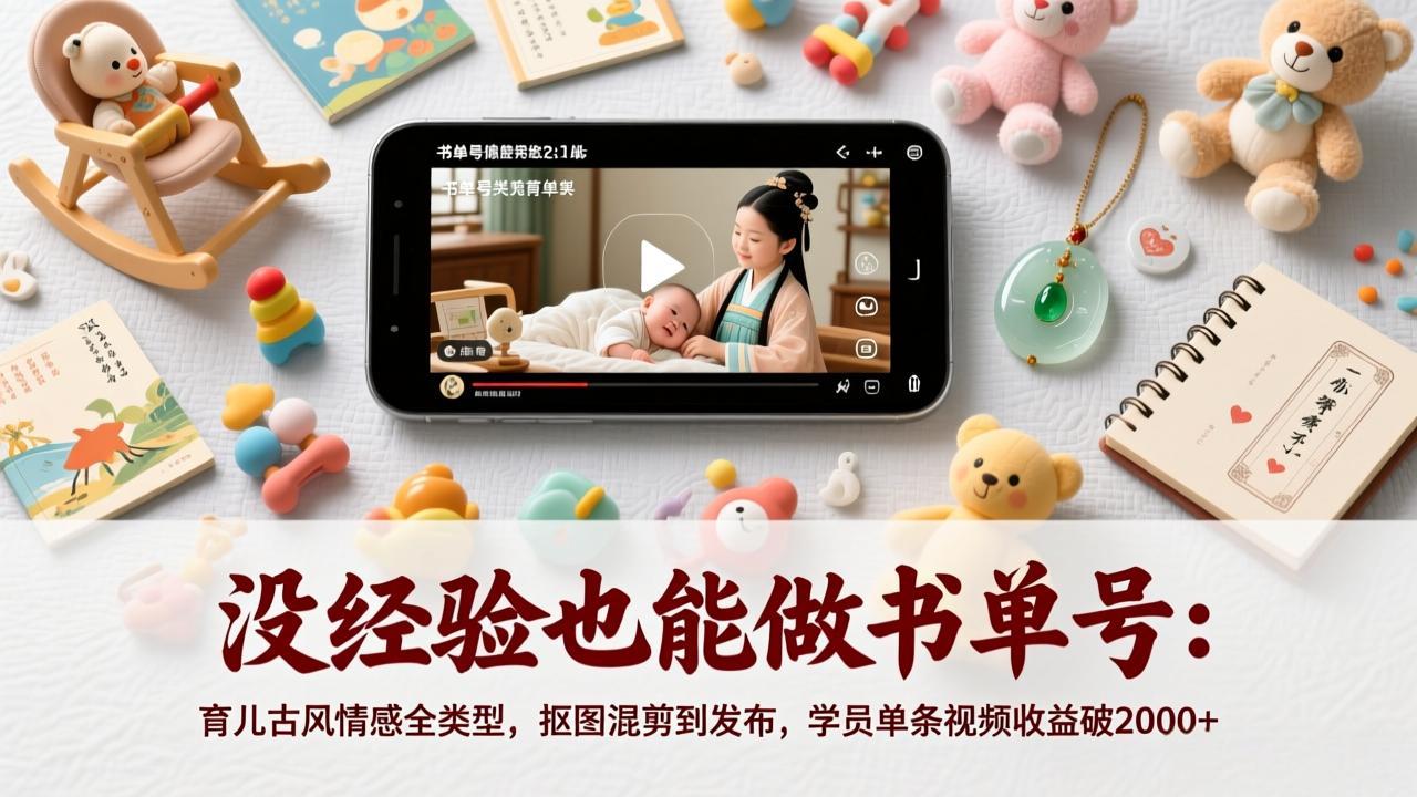 没经验也能做书单号：育儿古风情感全类型，抠图混剪到发布，学员单条视频收益破2000+-创客聚集地