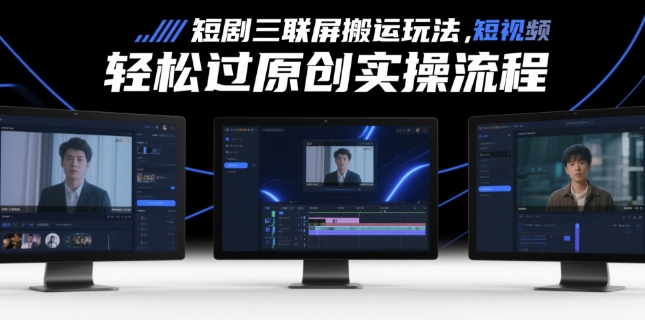 短剧三联屏搬运玩法，短剧搬运轻松过原创实操流程-创客聚集地