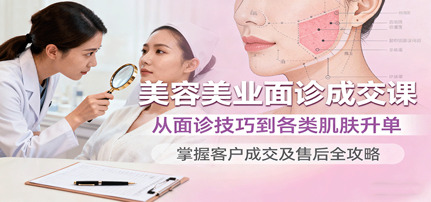 美容美业面诊成交课,从面诊技巧到各类肌肤升单,掌握客户成交及售后全攻略-创客聚集地