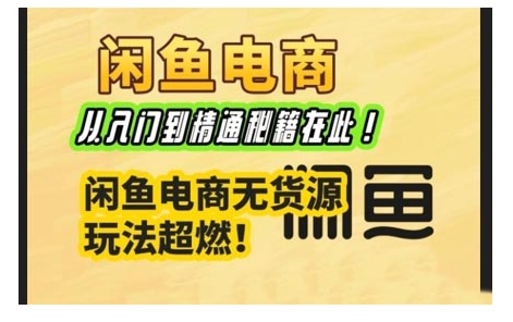 闲鱼电商实战课，从入门到精通秘籍在此，闲鱼电商无货源玩法超燃!-创客聚集地