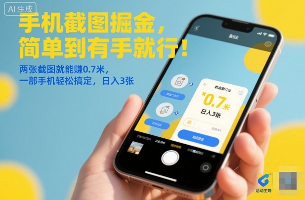 手机截图掘金，简单到有手就行！两张截图就能賺0.7米，一部手机轻松搞定，日入3张【揭秘】-创客聚集地