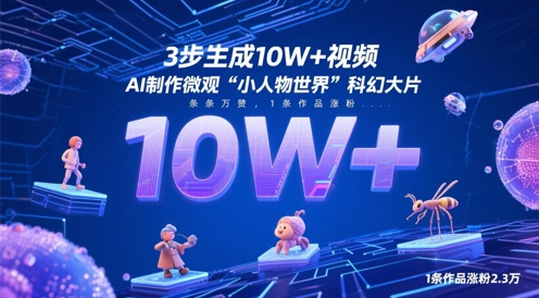 3步生成10W+视频，AI制作微观“小人物世界”科幻大片，条条万赞，1条作品涨粉2.3W-创客聚集地