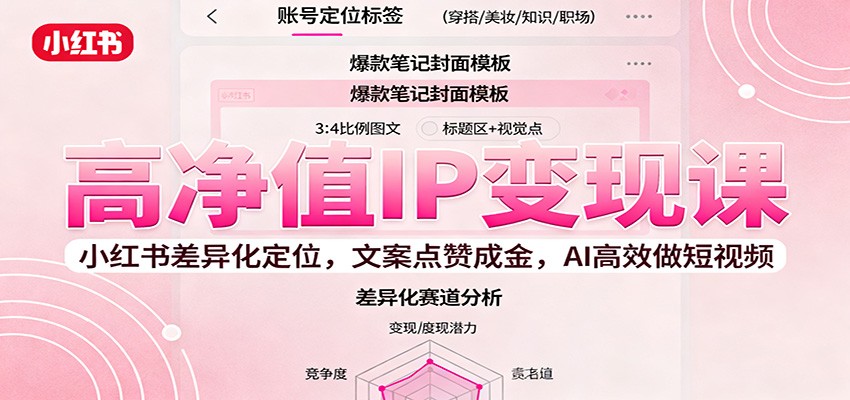 高净值IP变现课：小红书差异化定位，文案点赞成金， AI高效做短视频-创客聚集地