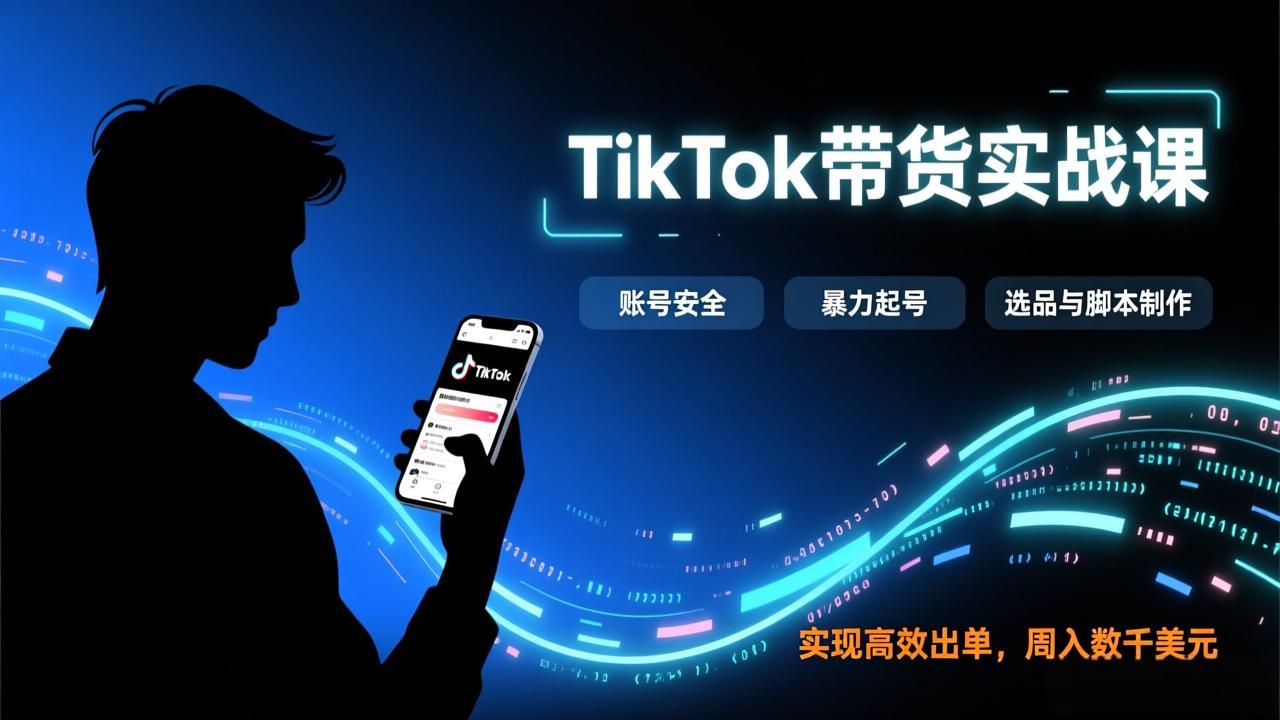 TikTok带货实战课,涵盖账号安全、暴力起号、选品与脚本制作,实现高效出单,周入数千美元-创客聚集地
