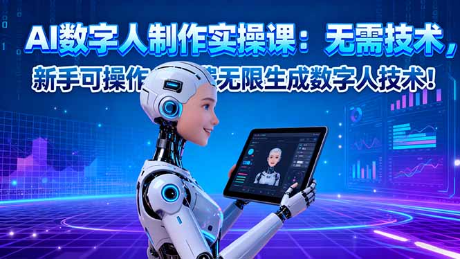 AI数字人制作实操课：无需技术，新手可操作，免费无限生成数字人技术！-创客聚集地