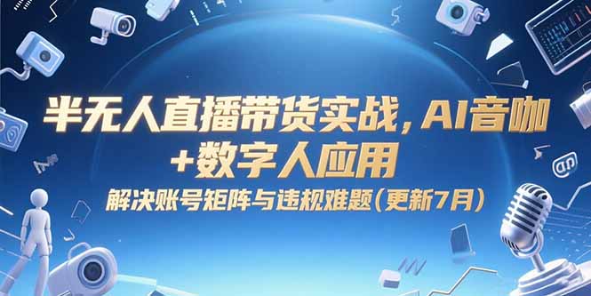 半无人直播带货实战，AI音咖+数字人应用 解决账号矩阵与违规难题(更新7月-创客聚集地