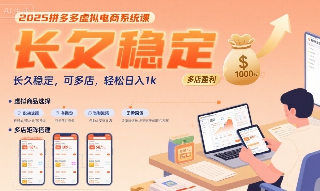 2025拼多多虚拟电商系统课，长久稳定，可多店，轻松日入1k-创客聚集地