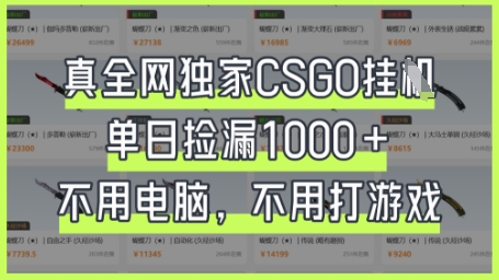 真全网独家CSGO挂G，单日捡漏1k+【揭秘】-创客聚集地