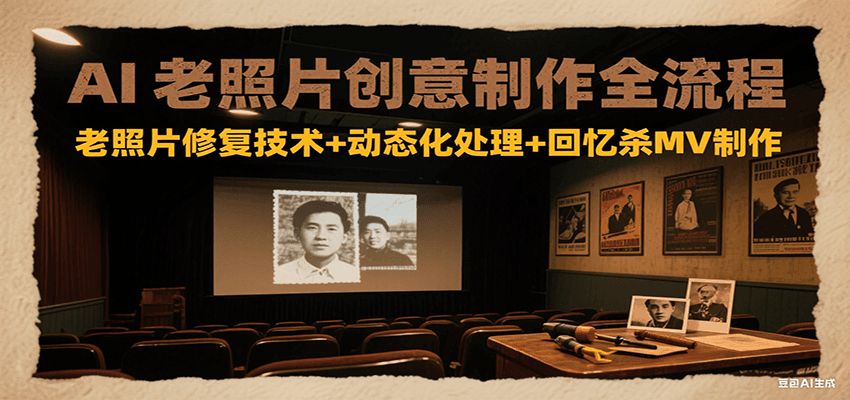AI老照片创意制作全流程：老照片修复技术+动态化处理+回忆杀MV制作-创客聚集地