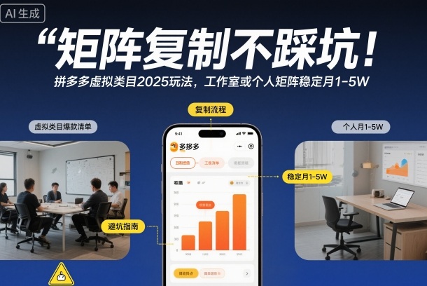 矩阵复制不踩坑！拼多多虚拟类目2025玩法，工作室或者个人矩阵稳定月1-5W【揭秘】-创客聚集地