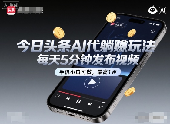 今日头条AI代躺賺玩法，每天5分钟发布视频，手机小白可做，最高1W+【揭秘】-创客聚集地