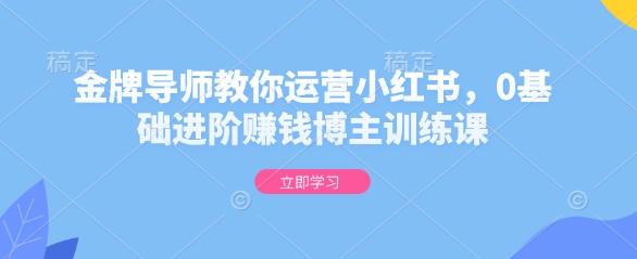 金牌导师教你运营小红书，0基础进阶赚钱博主训练课-创客聚集地