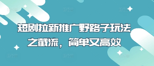 短剧拉新推广野路子玩法之截流，简单又高效-创客聚集地