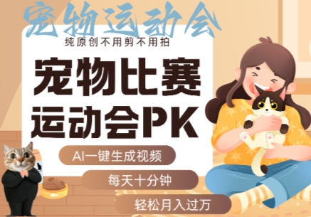 AI一键生成宠物比赛运动会PK视频，纯原创不用剪不用拍，每天十分钟，轻松月入过1W+-创客聚集地