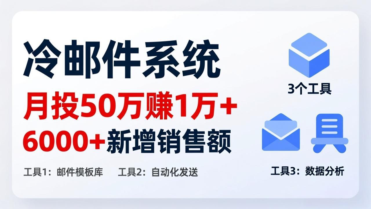 月投 50 刀赚 1 万 +！冷邮件系统：6000 + 新增销售额，靠 3 个工具轻松搞-创客聚集地