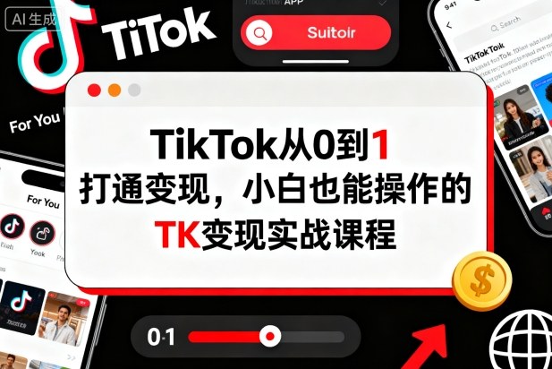 TikTok从0到1打通变现，小白也能操作的TK变现实战课程-创客聚集地