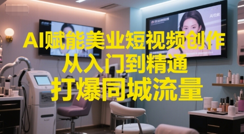 AI赋能美业短视频创作，从入门到精通，打爆同城流量，超级AI工具短视频实操落地-创客聚集地