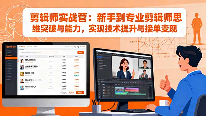 剪辑师实战营：新手到专业剪辑师思维突破与能力，实现技术提升与接单变现-创客聚集地