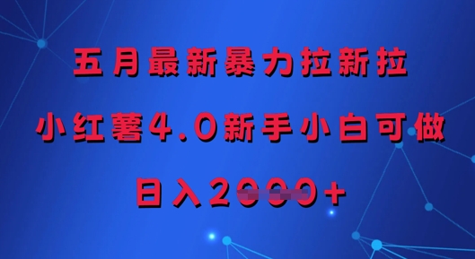 五月最新暴力拉新拉，小红薯4.0新手小白可做，日入多张-创客聚集地