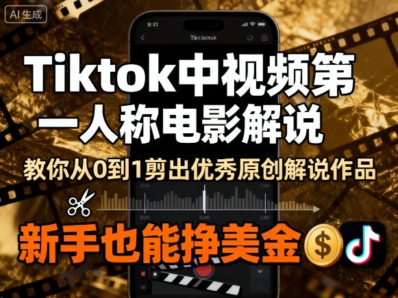 Tiktok中视频第一人称电影解说，教你从0到1剪出一个优秀的原创解说作品，新手也能挣美金-创客聚集地