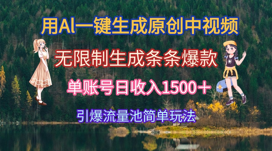 用Al一键生成原创中视频，无限制生成条条爆款，单账号日收入1500＋引爆…-创客聚集地