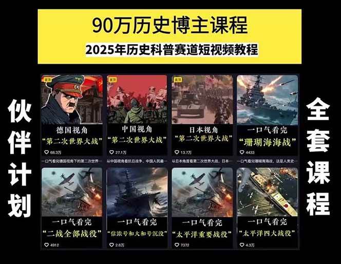 图片[1]-短视频历史赛道实战教程，手机电脑双端剪辑教程和账号运营指南与变现技巧-创客聚集地