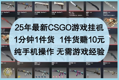 25年最新CSGO游戏挂G,1分钟1件货,1件货挣10元,纯手机操作,无需游戏经验【揭秘】-创客聚集地