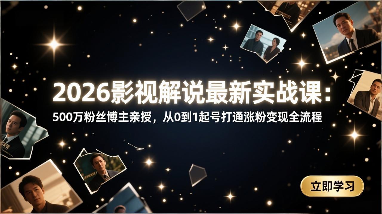 2026影视解说最新实战课：500万粉丝博主亲授，从0到1起号打通涨粉变现全流程-创客聚集地