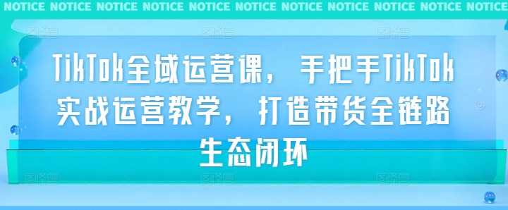 TikTok全域运营课，手把手TikTok实战运营教学，打造带货全链路生态闭环-创客聚集地