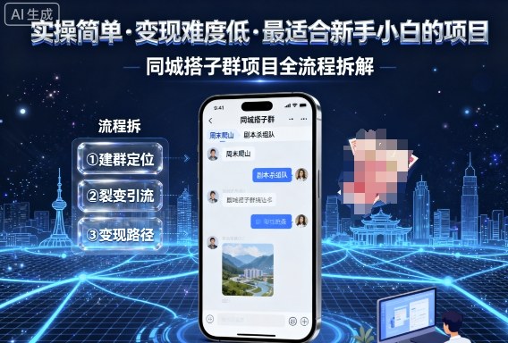 实操简单，变现难度低，最适合新手小白做的项目，每天轻松收入3张，同城搭子群项目全流程拆解-创客聚集地