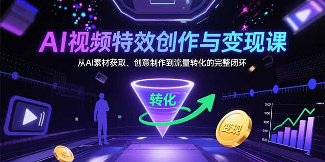 AI视频特效创作与变现课：从AI素材获取、创意制作到流量转化的完整闭环-创客聚集地