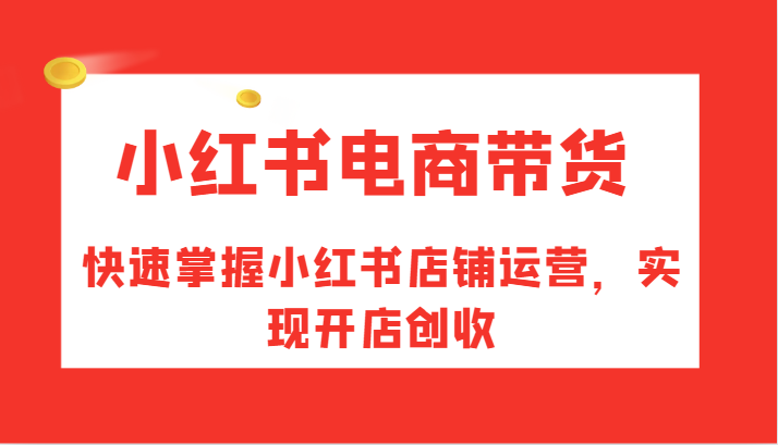 小红书电商带货，快速掌握小红书店铺运营，实现开店创收-创客聚集地