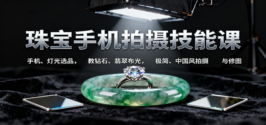 珠宝手机拍摄技能课:手机、 灯光选品，教钻石、翡翠布光，极简、中国风拍摄与修图-创客聚集地
