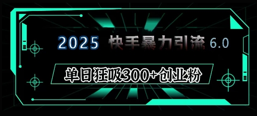 2025年快手6.0保姆级教程震撼来袭，单日狂吸300+精准创业粉-创客聚集地