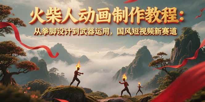 火柴人动画制作教程：从拳脚设计到武器运用，国风短视频新赛道-创客聚集地