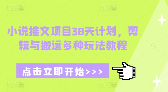 小说推文项目38天计划，剪辑与搬运多种玩法教程-创客聚集地