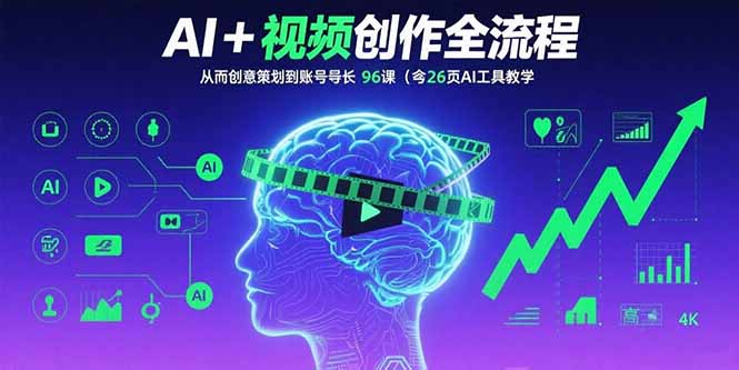 AI+短视频创作全流程：从创意策划到账号增长，96节课(含26项AI工具教学-创客聚集地