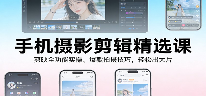 手机摄影剪辑精选课：剪映全功能实操、爆款拍摄技巧，轻松出大片-创客聚集地