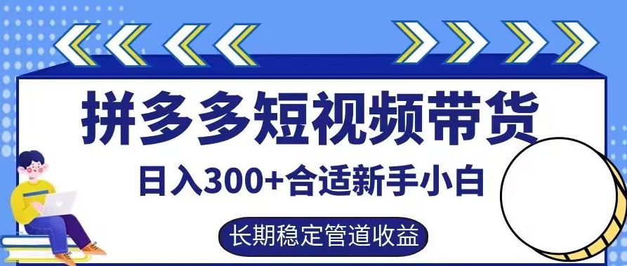 拼多多短视频带货日入300+有长期稳定被动收益，合适新手小白【揭秘】-创客聚集地