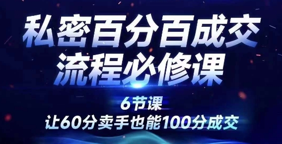 私密百分百成交流程线上训练营，绝对成交，让60分卖手也能100分成交-创客聚集地