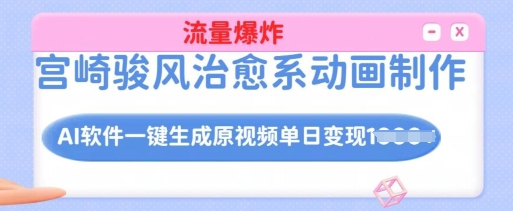 宫崎骏风治愈系动画制作，AI软件一键生成原创视频流量爆炸，单日变现多张，详细实操流程-创客聚集地